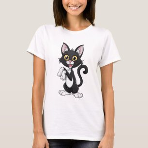 Cartoon Black Cat with Bright Yellow Eyes T-Shirt