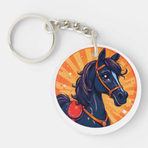 🐎Cartoon Black Horse Colour Splash Key Accessory� Ring