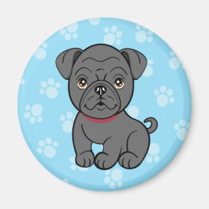 Cartoon Black Pug Magnet