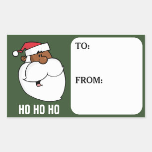 Cartoon Black Santa Claus Gift Tag Sticker