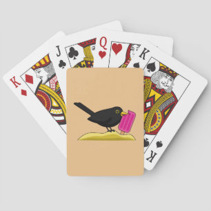 Cartoon Blackbird Eating A Ice Cream Playing Cards