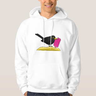 Cartoon Blackbird Eating An Ice Cream Hoodie