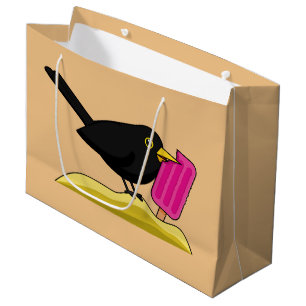 Cartoon Blackbird Eating An Ice Cream Large Gift Bag