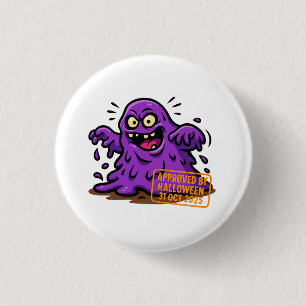 Cartoon Blob – Approved by Halloween 3 Cm Round Badge