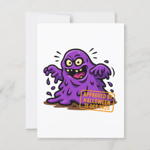 Cartoon Blob – Approved by Halloween Postcard