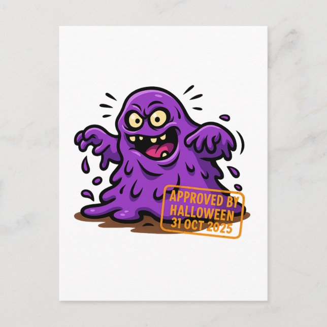 Cartoon Blob – Approved by Halloween Postcard (Front)
