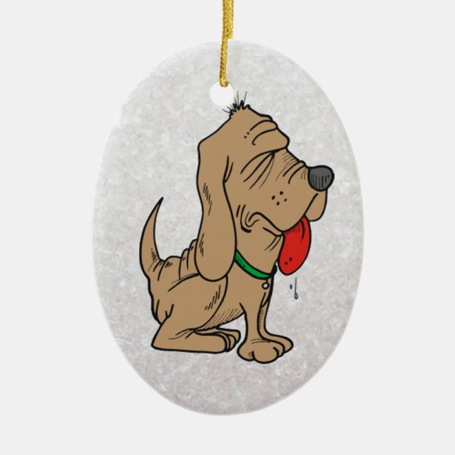 cartoon bloodhound ceramic tree decoration (Front)