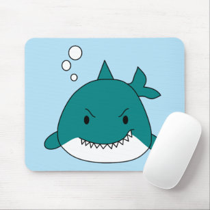 Cartoon Blue And White Shark Mouse Pad