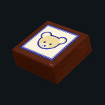 Cartoon Blue Beige Teddy Bear Cute Funny Gift Box<br><div class="desc">Gift your friend this keepsake box with a cute Teddy Bear . A cute teddy bear not only for children but also adults. It looks great on apparel or ornaments. Minimalist vector graphic style. This is a very clean cartoon style head of a teddy bear. In beige on blue. If...</div>