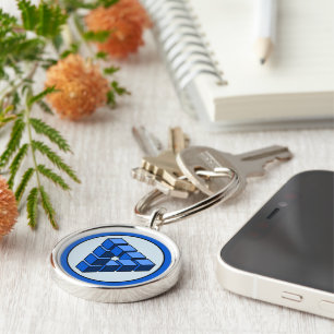 Cartoon Blue Black Toy Blocks Triangle Vector Art Key Ring