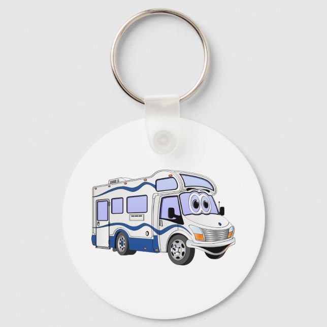 Cartoon Blue Camper Key Ring (Front)