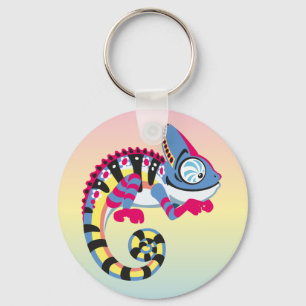 cartoon blue chameleon key ring