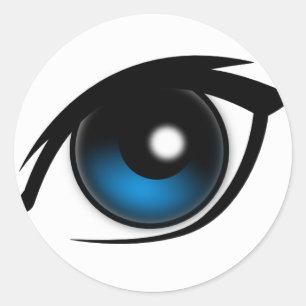 Cartoon blue eye classic round sticker
