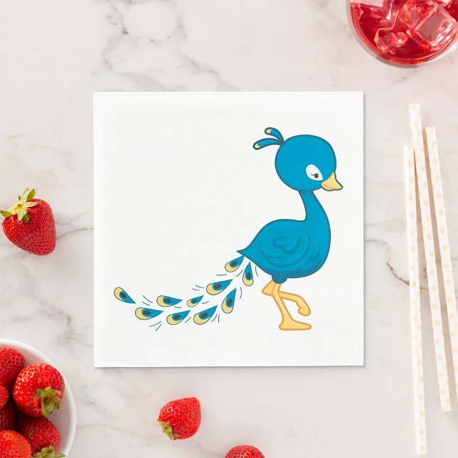 Cartoon Blue Peacock Bird Napkin (Creator Uploaded)