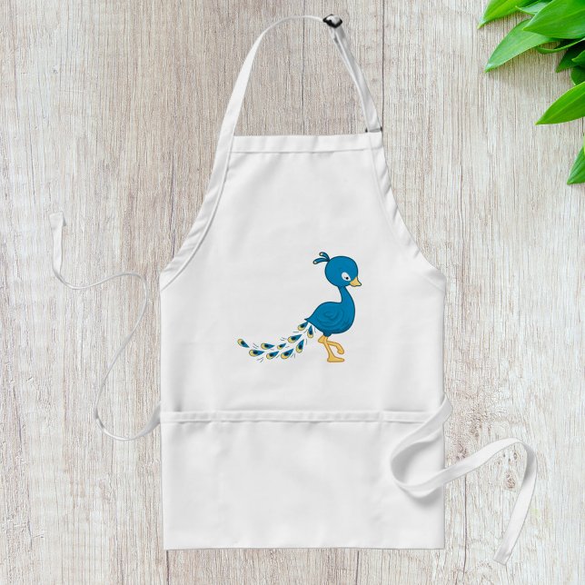 Cartoon Blue Peacock Bird Standard Apron (Creator Uploaded)