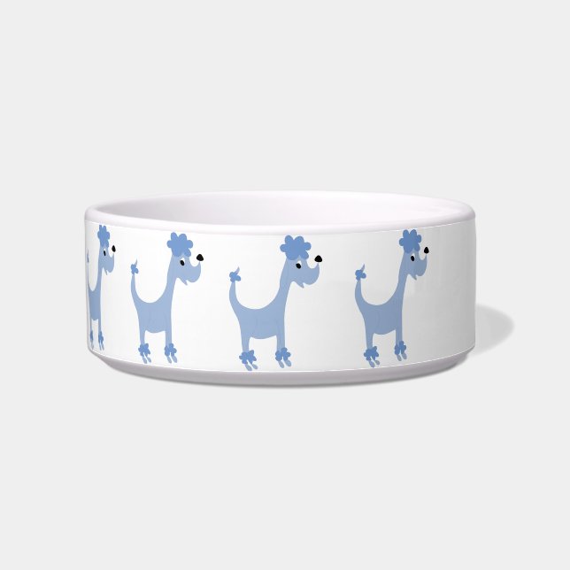 Cartoon blue poodle Posh Paws Dog Bowl (Left)