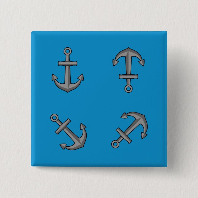 Cartoon Boat Anchor Set 15 Cm Square Badge (Front)