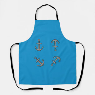 Cartoon Boat Anchor Set Apron