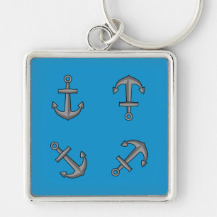 Cartoon Boat Anchor Set Key Ring