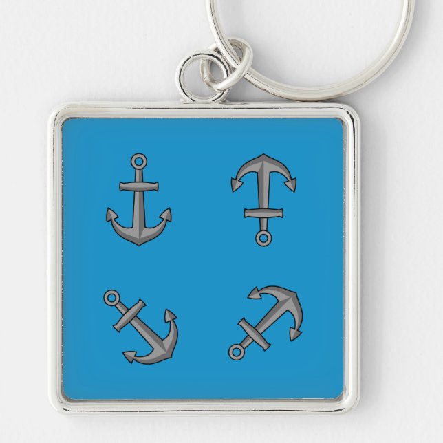Cartoon Boat Anchor Set Key Ring (Front)