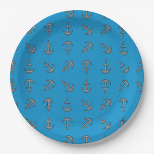 Cartoon Boat Anchor Set Paper Plate