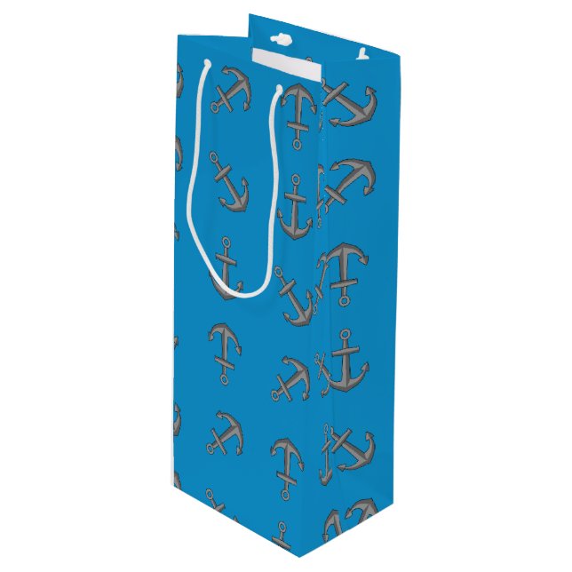 Cartoon Boat Anchor Set Wine Gift Bag (Front Angled)