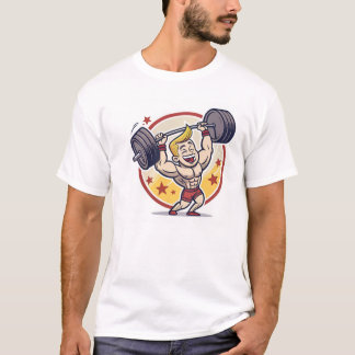 Cartoon Bodybuilder Mascot Illustration T-Shirt