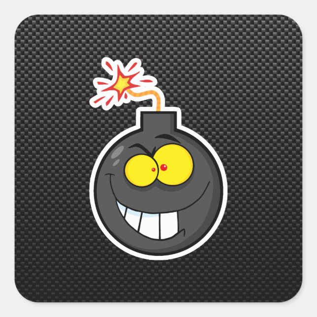 Cartoon Bomb; Sleek Square Sticker (Front)