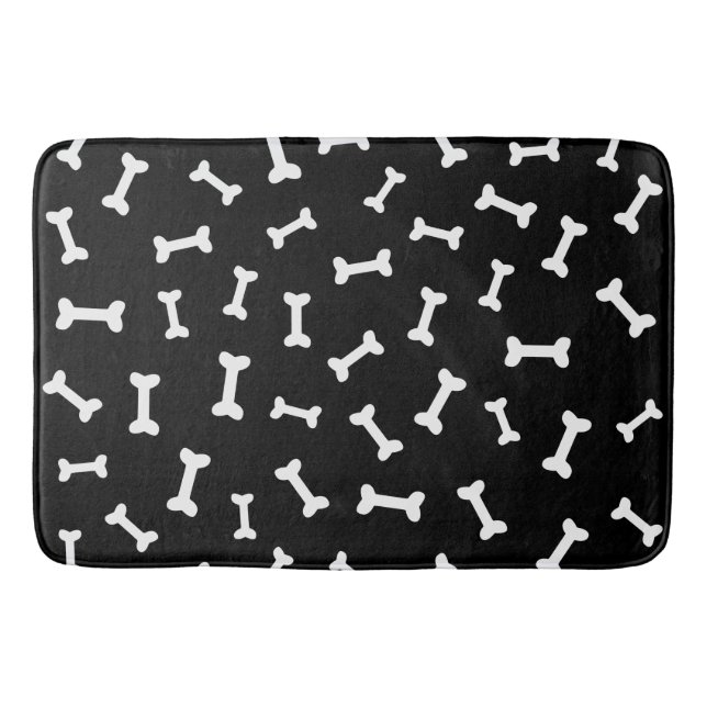 Cartoon Bone Pattern On Black Bath Mat (Front)