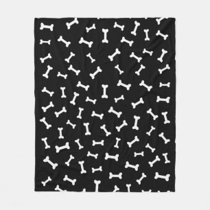 Cartoon Bone Pattern On Black Fleece Blanket