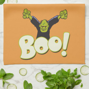 Cartoon BOO - Frankenstein Monster Halloween Tea Towel