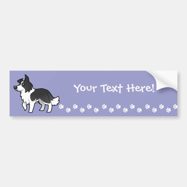 Cartoon Border Collie Bumper Sticker (Front)