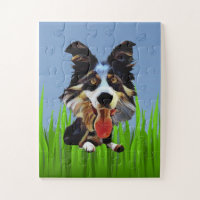 Cartoon Border Collie Puzzle for Kids