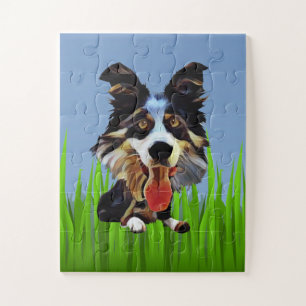 Cartoon Border Collie Puzzle for Kids