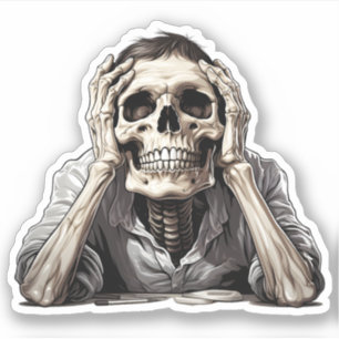 Cartoon Bored Halloween Skeleton