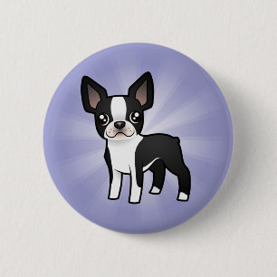 Cartoon Boston Terrier 6 Cm Round Badge