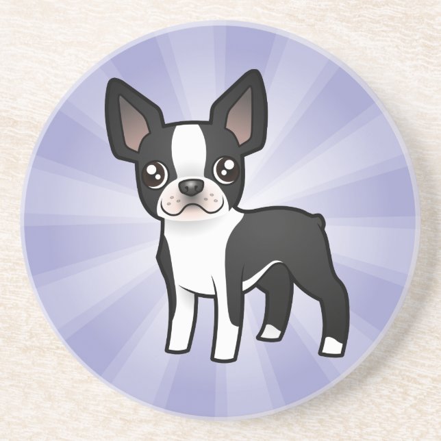 Cartoon Boston Terrier Coaster (Front)