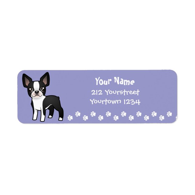 Cartoon Boston Terrier Return Address Label (Front)