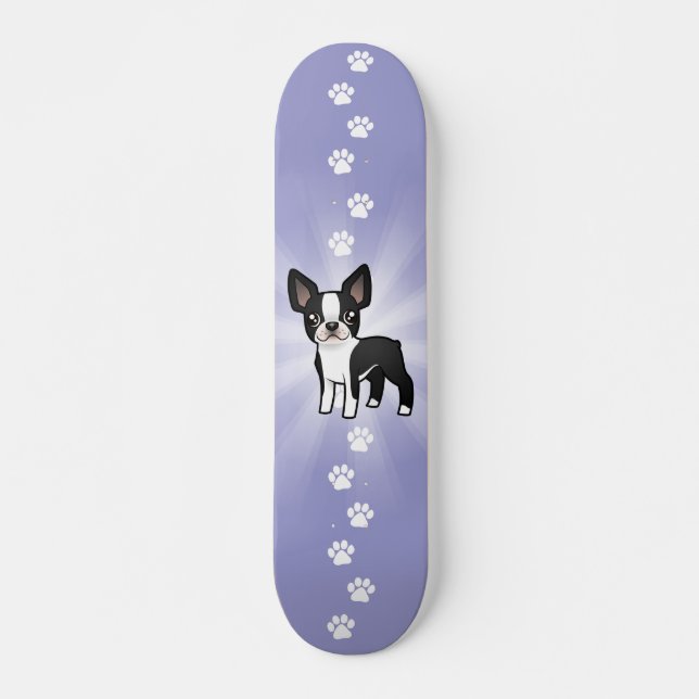 Cartoon Boston Terrier Skateboard (Front)