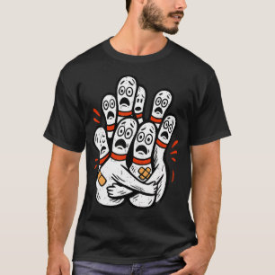Cartoon Bowling Pins Scared Funny Bowler Sport Pla T-Shirt