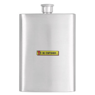 Cartoon box to be continued hip flask