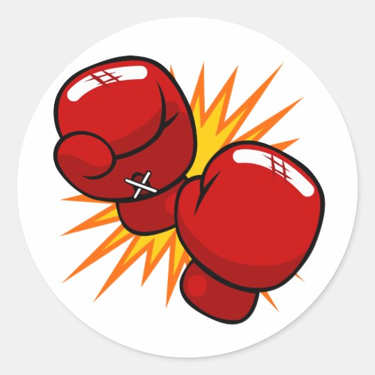 Cartoon Boxing Gloves Classic Round Sticker Zazzle Com Au