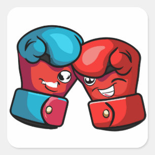 Cartoon Boxing Gloves Square Sticker