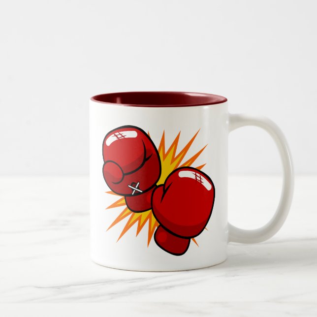 Cartoon Boxing Gloves Two-Tone Coffee Mug (Right)
