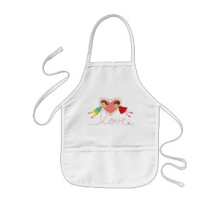 Cartoon Boy and Girl in Love Sweet Valentine Apron