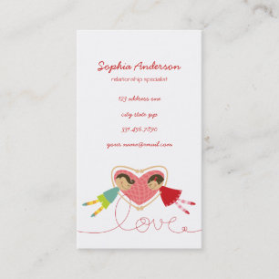 Cartoon Boy Hearts Girl Love Cute Profile Card /