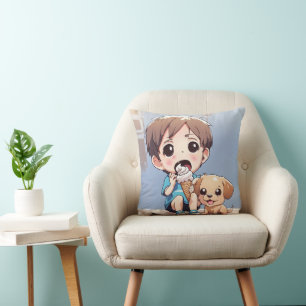 Cartoon Boy With Ice Cream Cone Cushion
