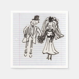 Cartoon Bride/Groom Paper Napkins