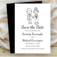 Cartoon Bride Groom  Wedding Save The Date Wedding