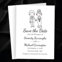 Cartoon Bride Groom  Wedding Save The Date Wedding